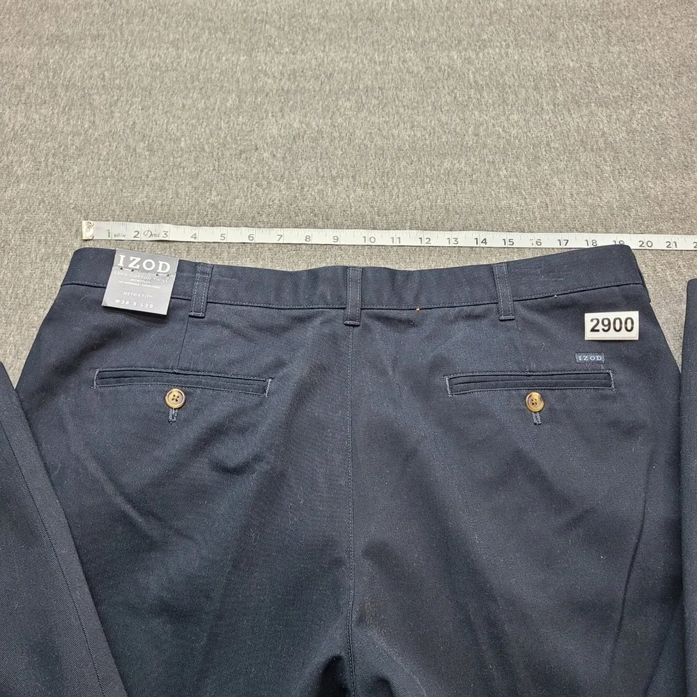 IZOD Mens 38x29 Navy Blue Pleated Cotton Twill Sportflex Pants Metrix Fit